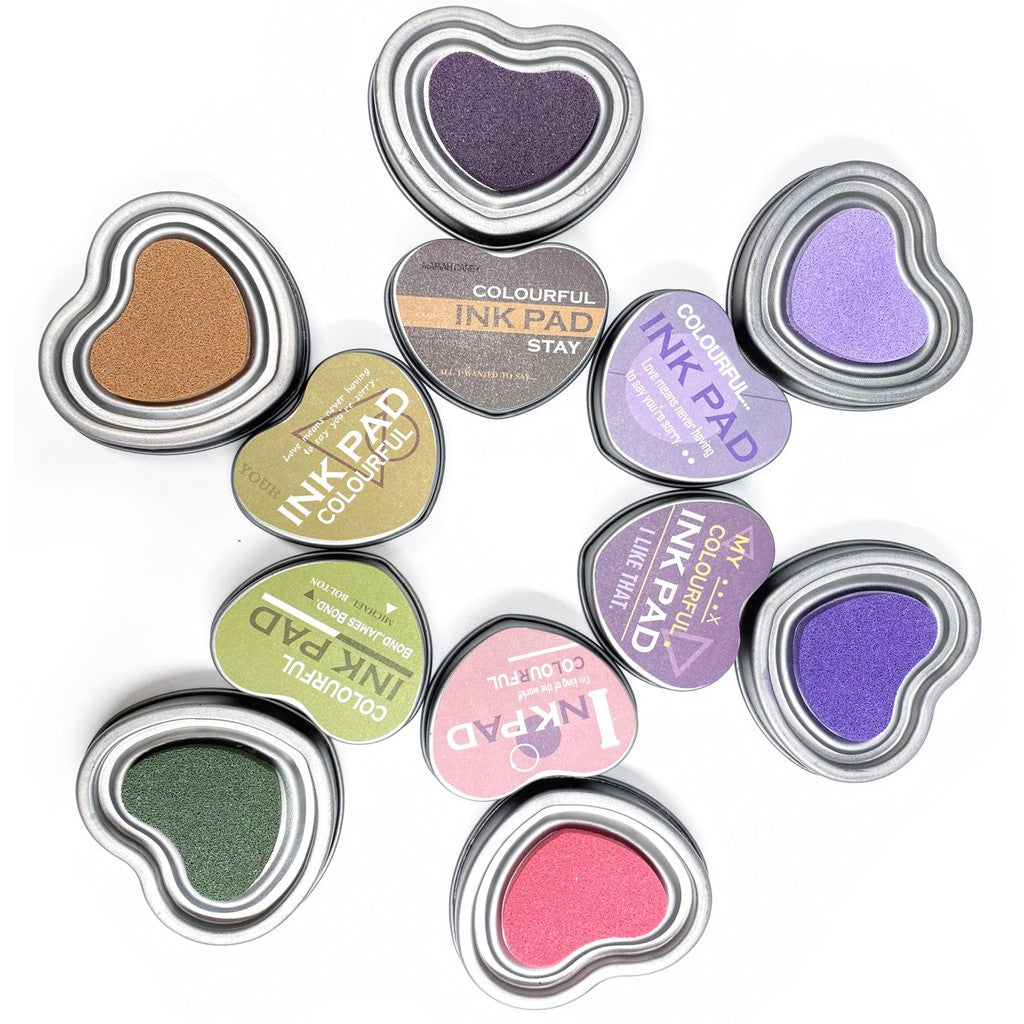 Single Colour Heart Shaped Ink Pad | Set of 6 (Assorted Colours)