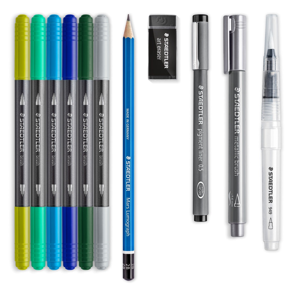 [SG] STAEDTLER HAND LETTERING X WATERCOLOUR SET 100% PEFC 61 3001-2 [Evergreen Stationery]