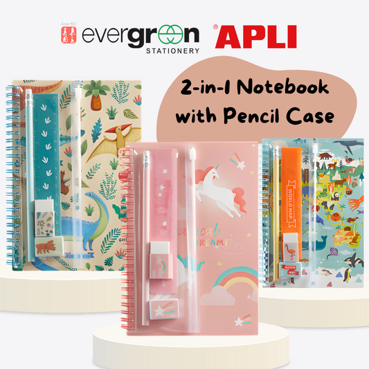 [SG] Apli Miquelrius 2-in-1 Notebook With Pencil Case [Evergreen Stationery]