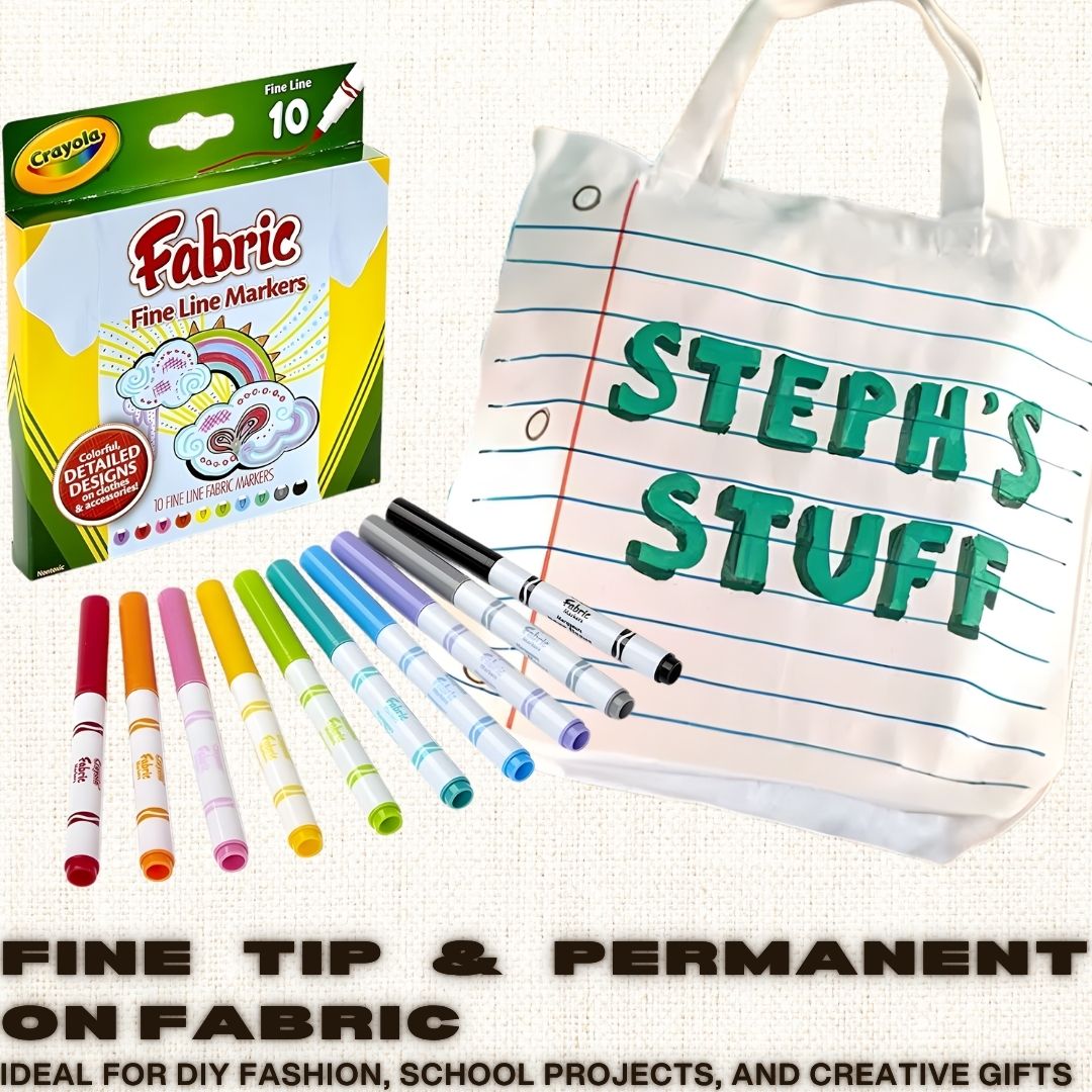 [SG] Crayola Fabric Fine Line Markers 10 Colours [Evergreen Stationery]