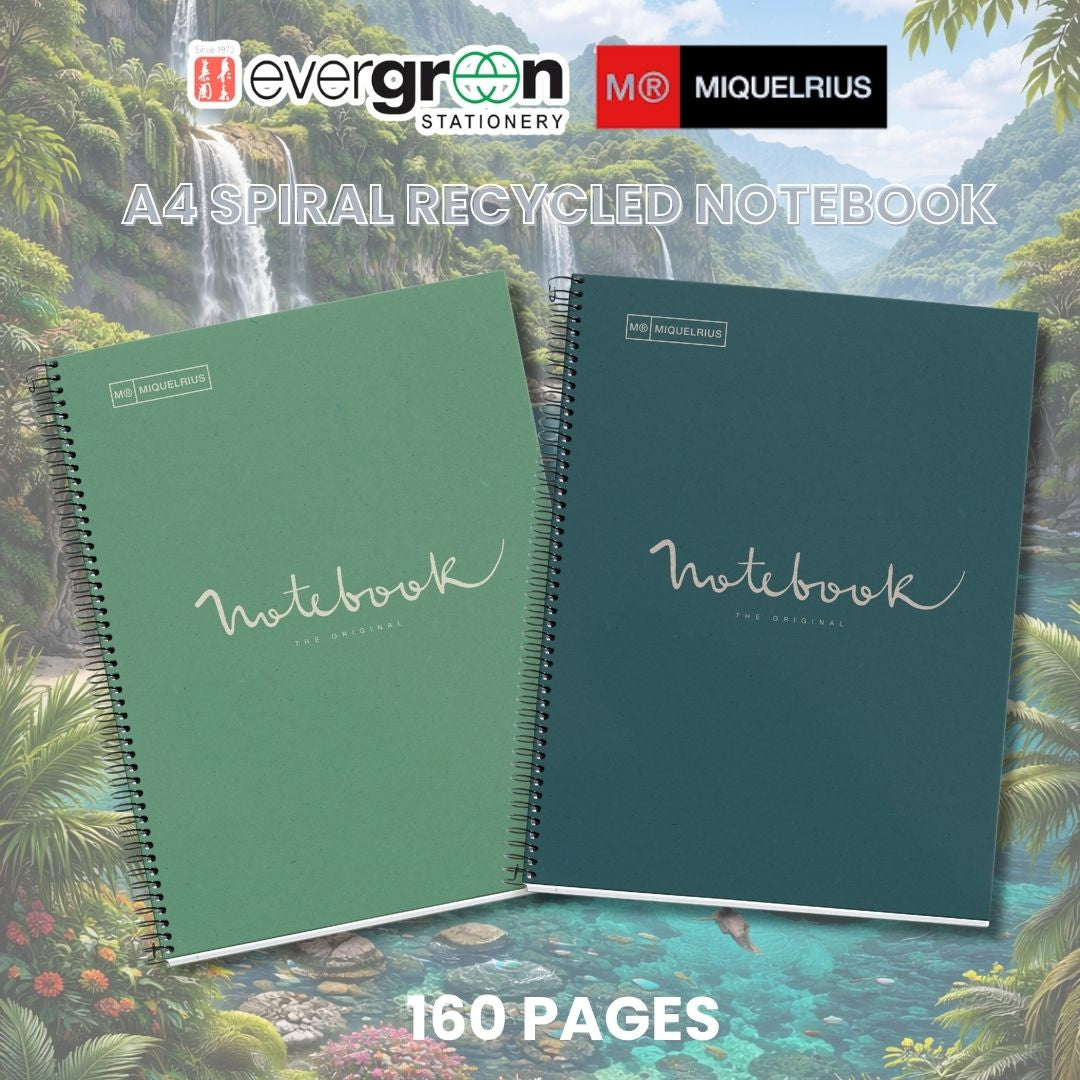 [SG] APLI MIQUELRIUS A4 Squared/Ruled Recycled Notebook | 160 pages | 80 gsm [Evergreen Stationery]