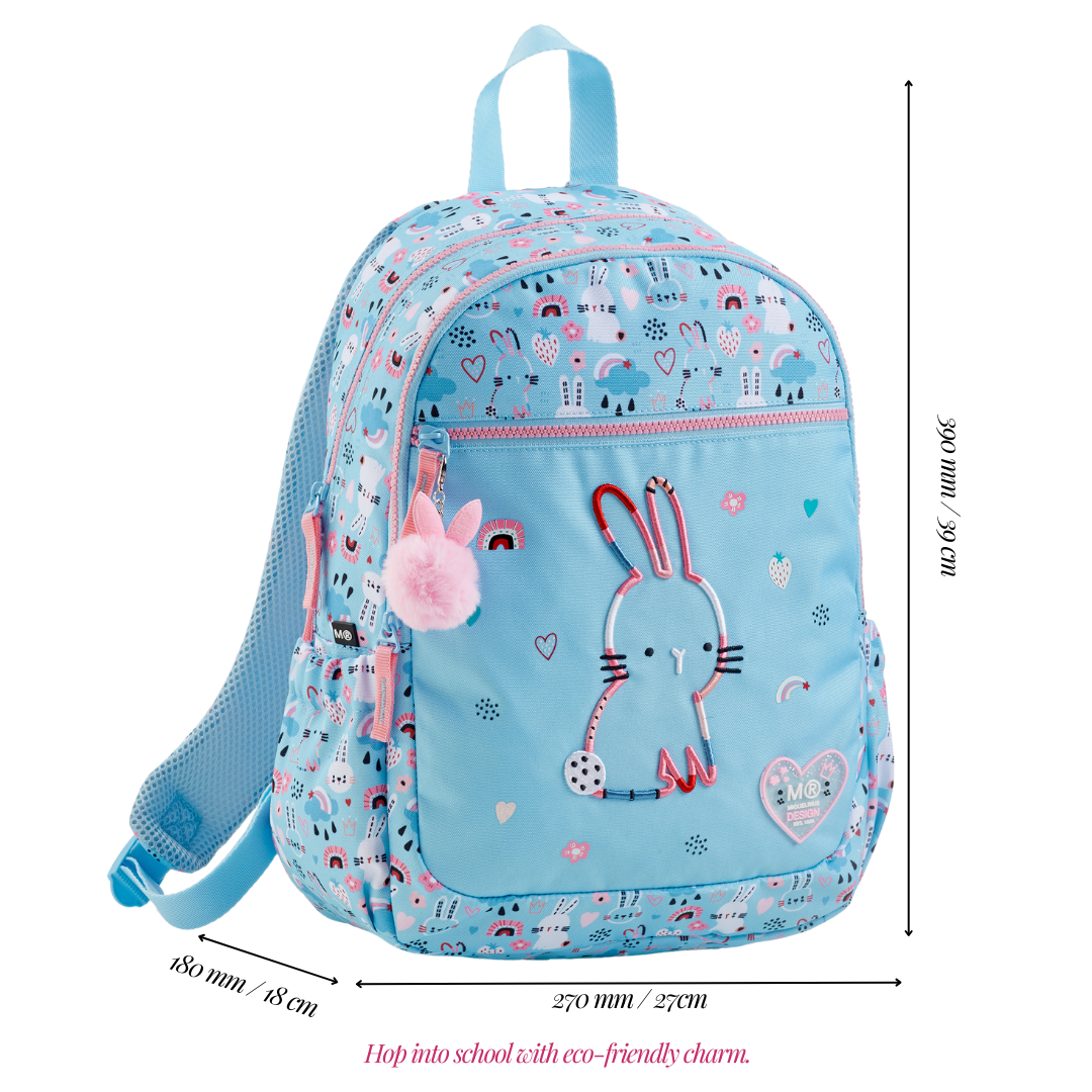 [SG] APLI Recycled Lisboa Backpack – 3 Compartment School Bag | Bunny Design [Evergreen Stationery]