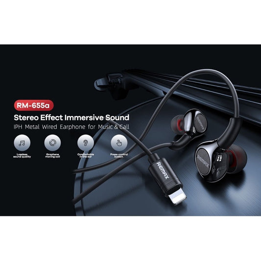 [SG] Remax RM-655i iPH Metal Wired Earphone for Music & Call (Original) [Evergreen Stationery]