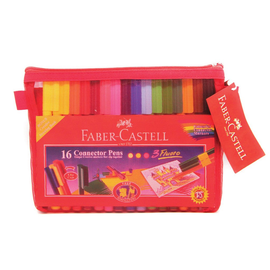 Faber Castell Connector Pen 16 Pcs with Red Mesh Bag PL88-2008-01