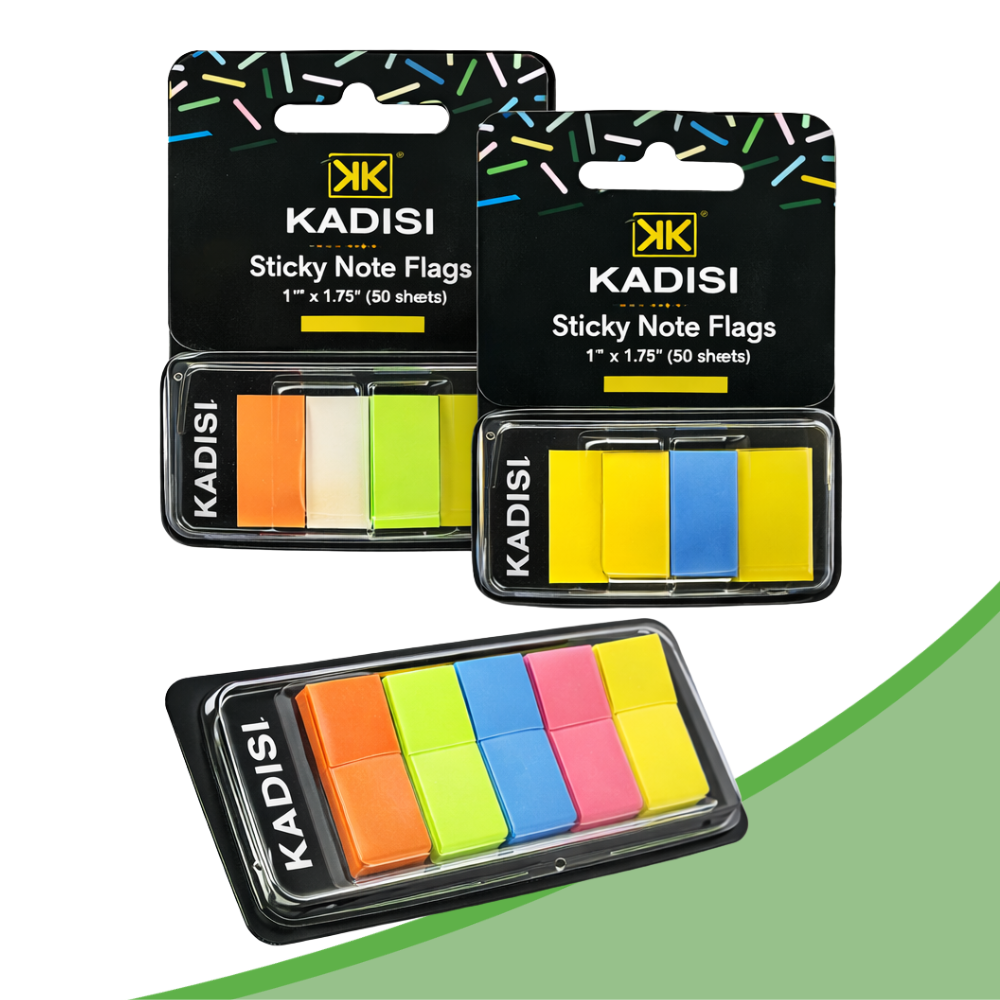 Kadisi E‑50 Sticky Colored Note Flags 1" × 1.75" 50 Sheets/Dispenser