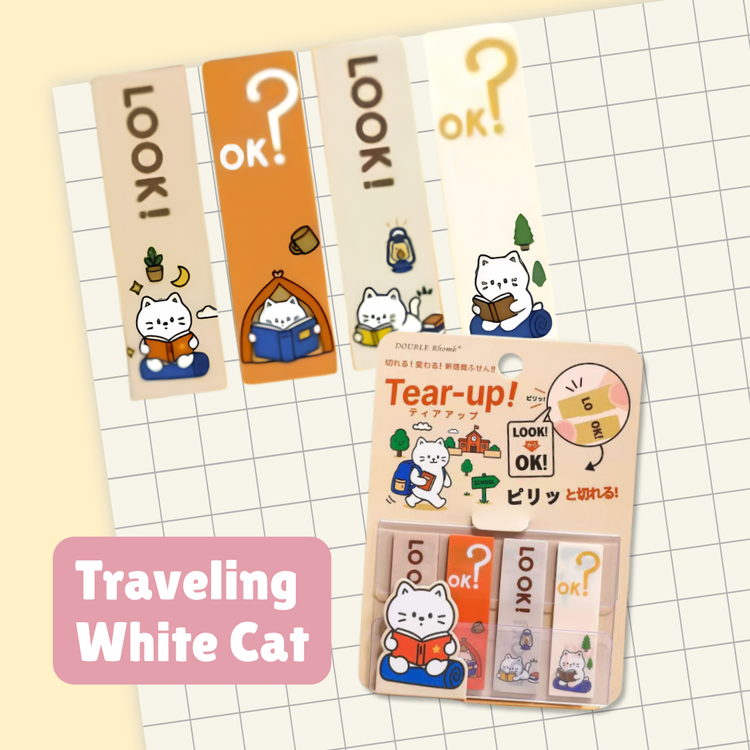 Cute Animal Productivity Sticky Notes Set | 6 designs | Residue-Free Adhesive | Interactive tear-off perforation