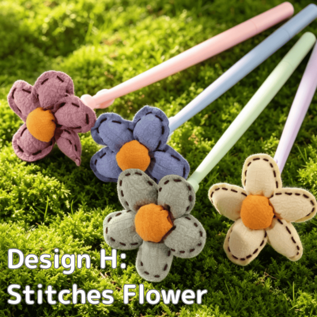 Cute 3D Floral & Bow Design 0.5mm Black Ink Gel Pen | 6 Designs | Set of 4 Pieces Per Design