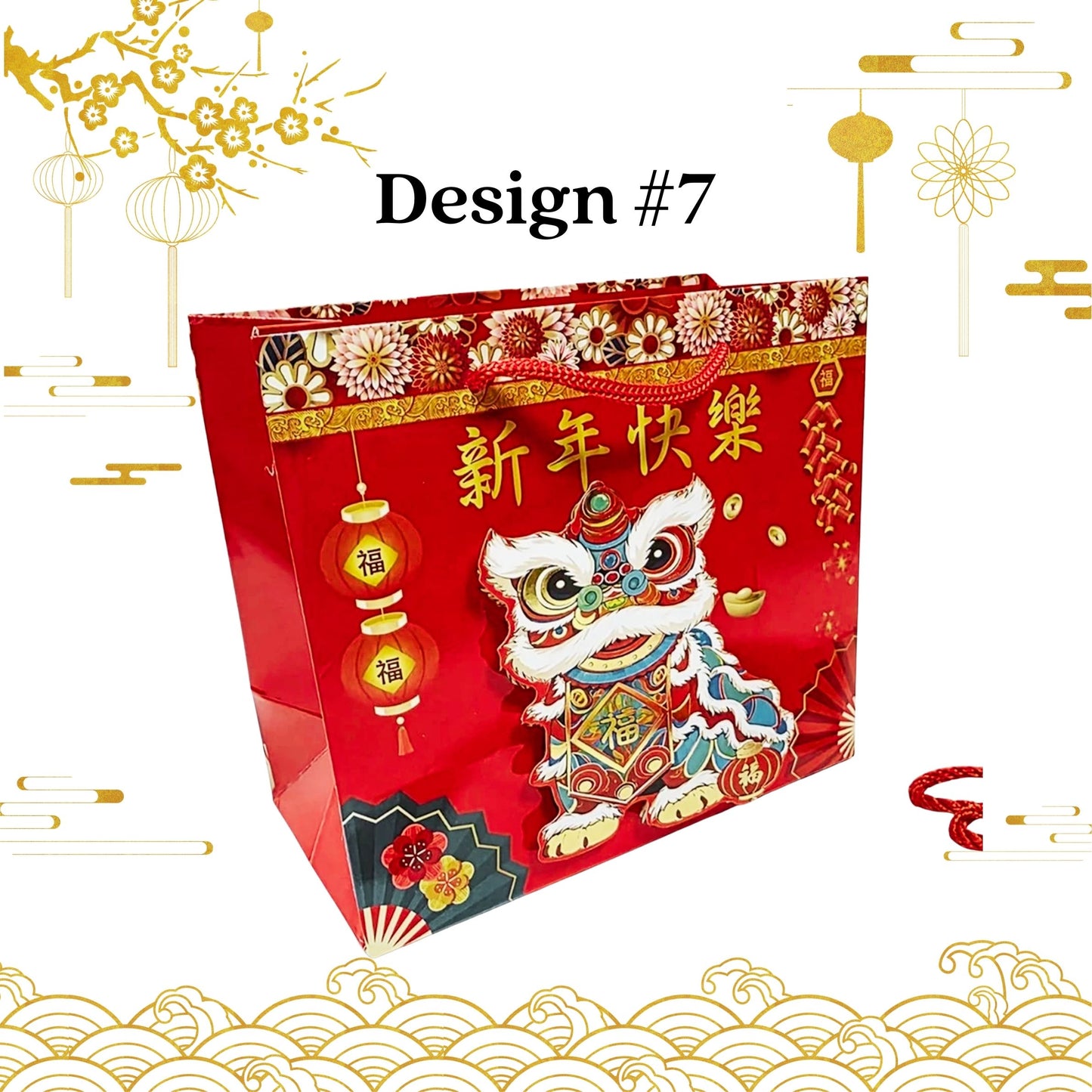 [SG] CNY Rope Handled Glossy 3D Paper Bag [Evergreen Stationery]
