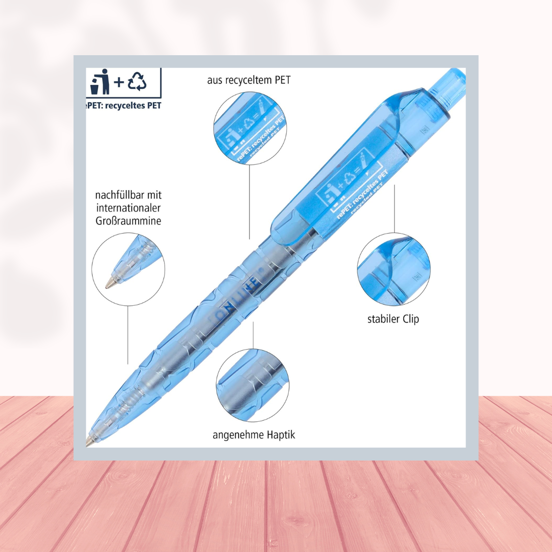 [SG] ONLINE 21007/6D Ball Pen 2ndLife Blue [Evergreen Stationery]