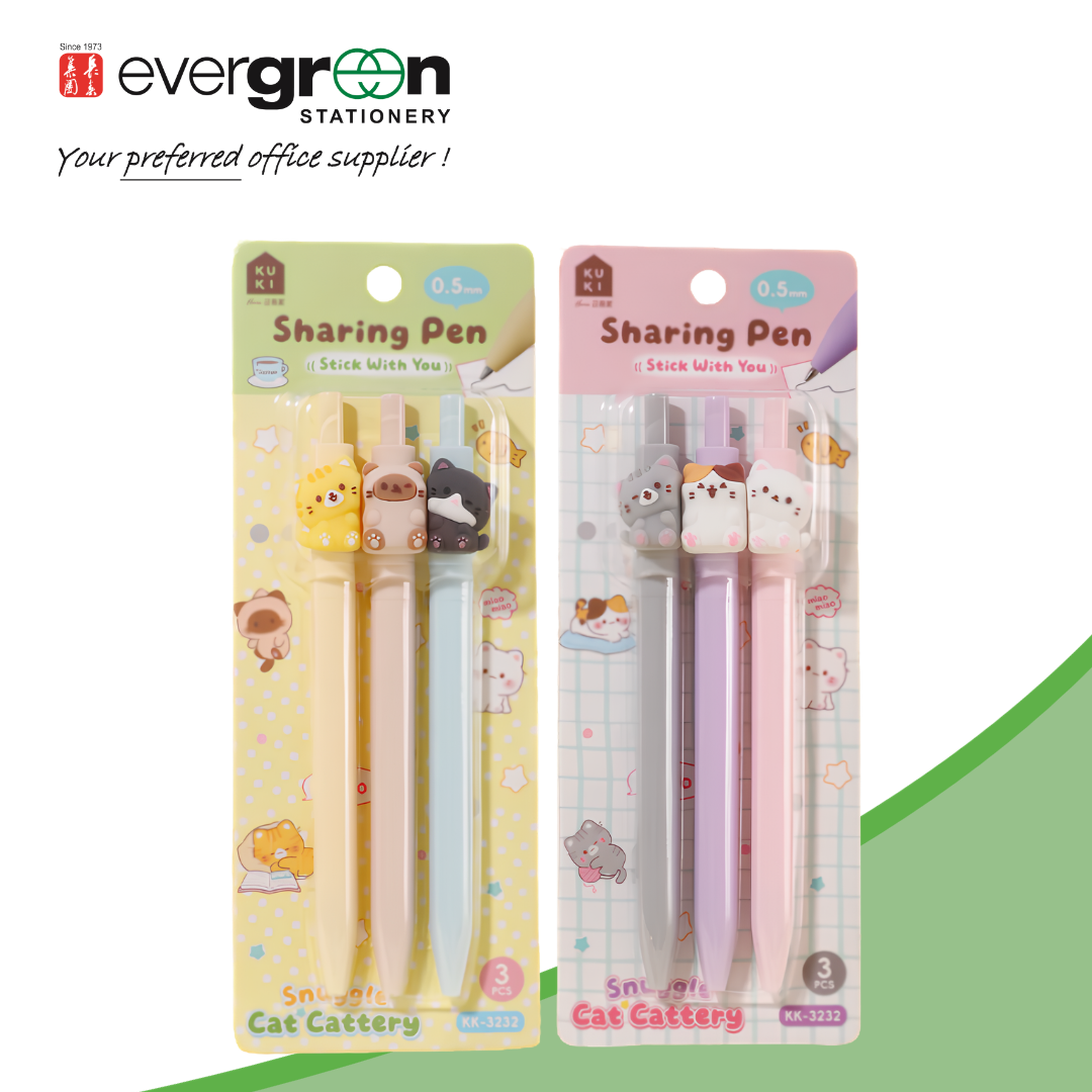 Cat House Cute Gel Pen | 0.5mm Black Ink Retractable Pen | Pack of 3