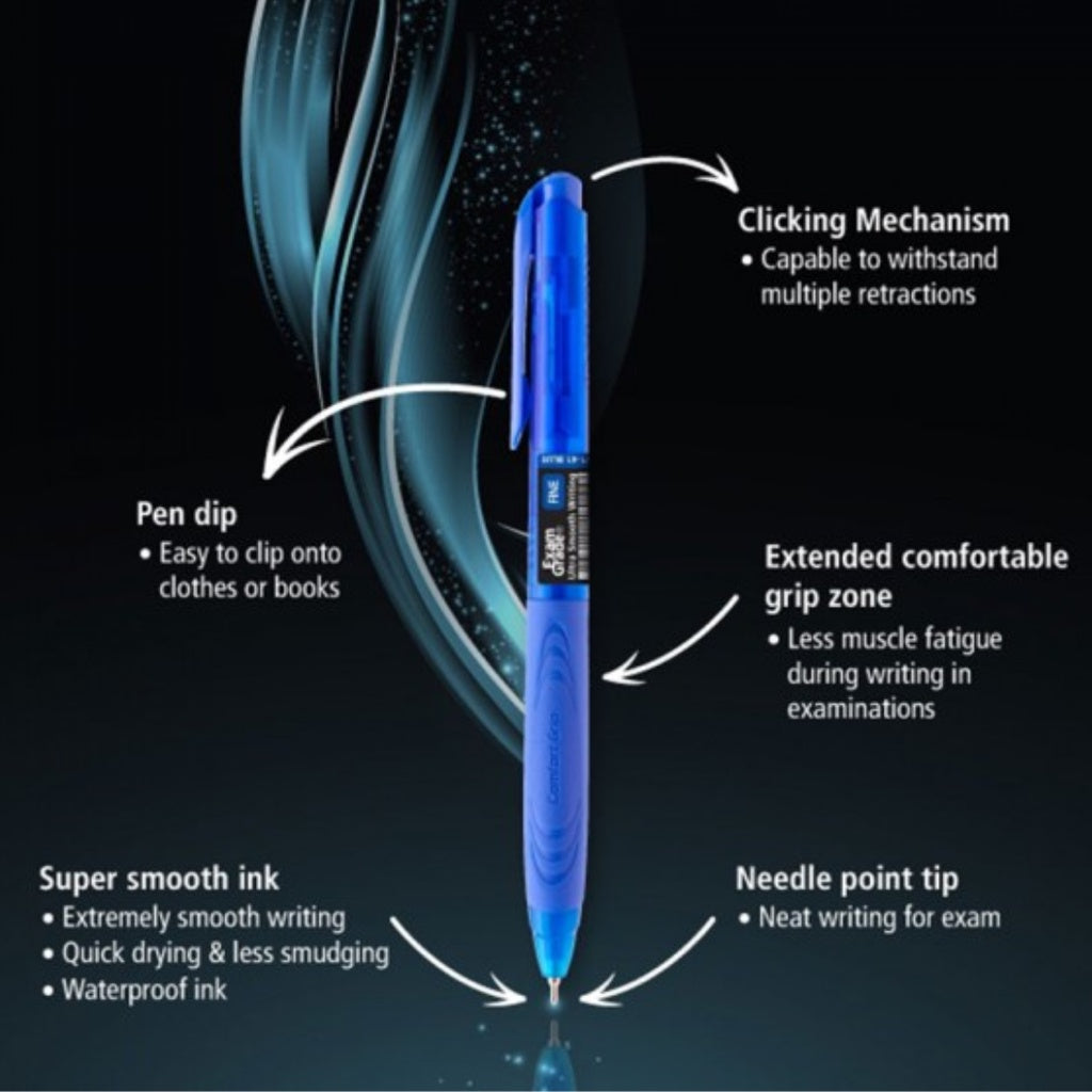 STABILO #388 Exam Grade Retractable Ball Pen 0.5mm/0.7mm Needle Point (Blue, Red, Black)-Original