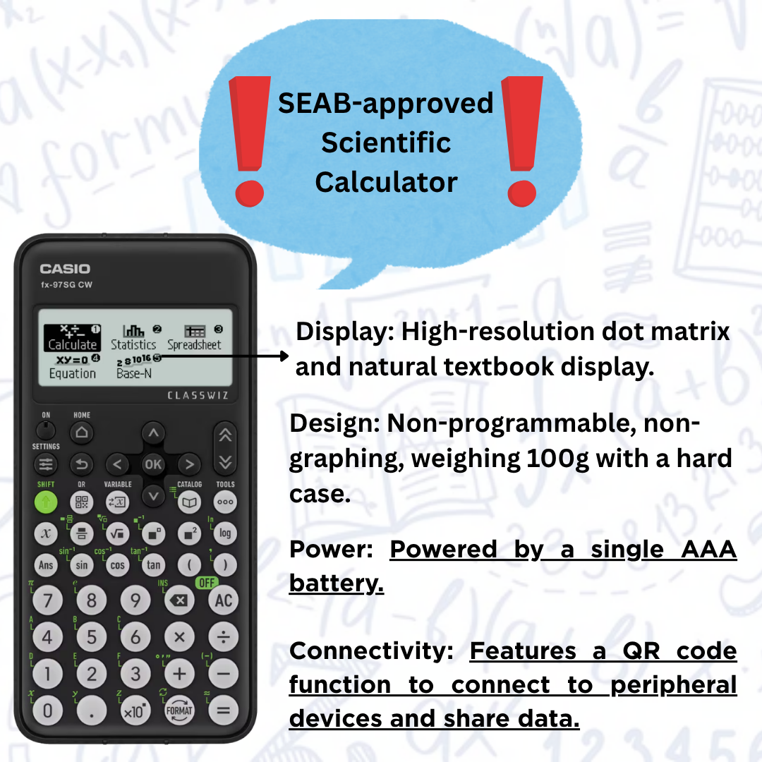 Casio FX-97SG CW Black Scientific Calculator | SEAB Approved | Compact