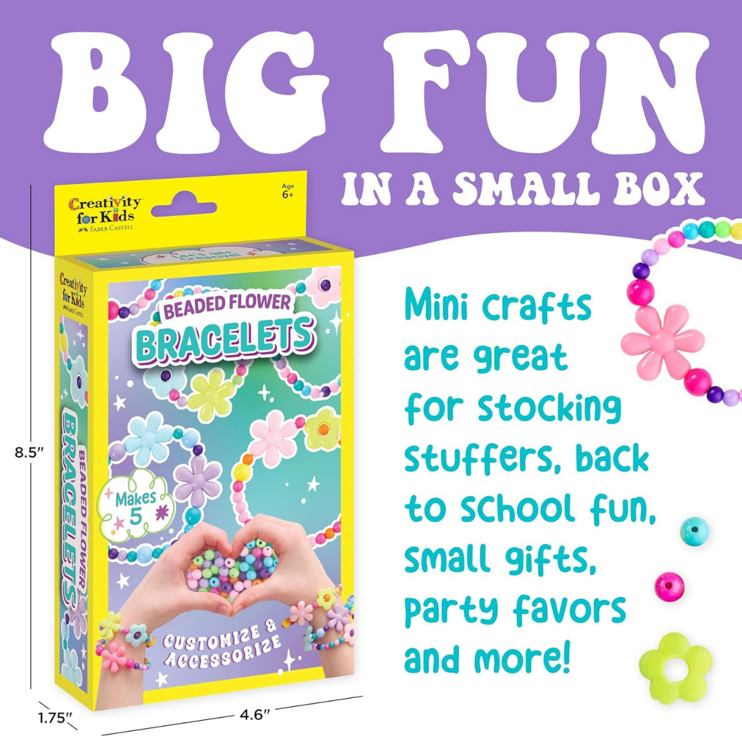 Faber Castell Mini Kit Bracelets | Woven Cube/ Beaded Flower | DIY Jewelry Craft Kit | Fun, Mess-Free Travel Activity | Ages 6+