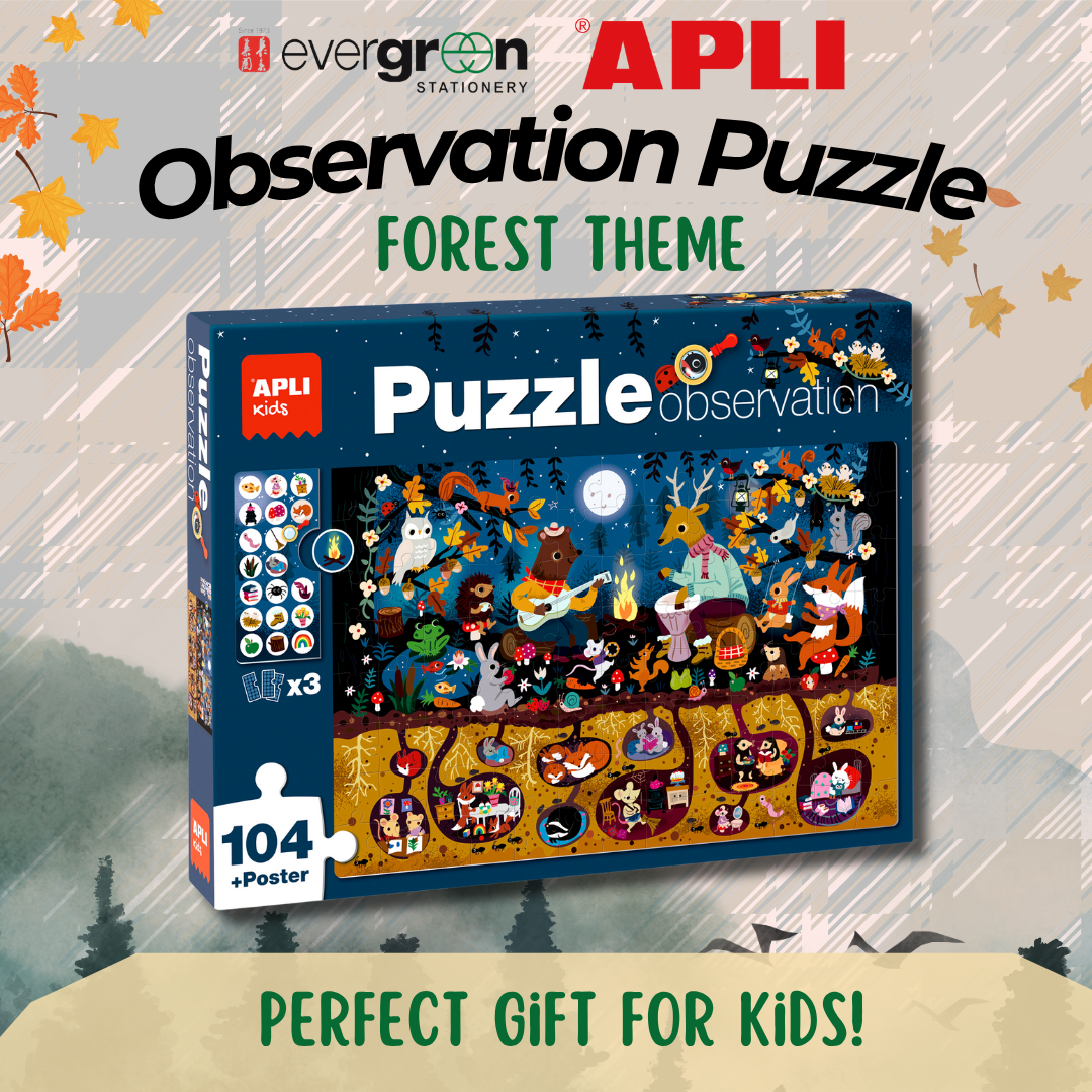 [SG] APLI Observation Puzzle – Forest Theme (104 Pieces) [Evergreen Stationery]