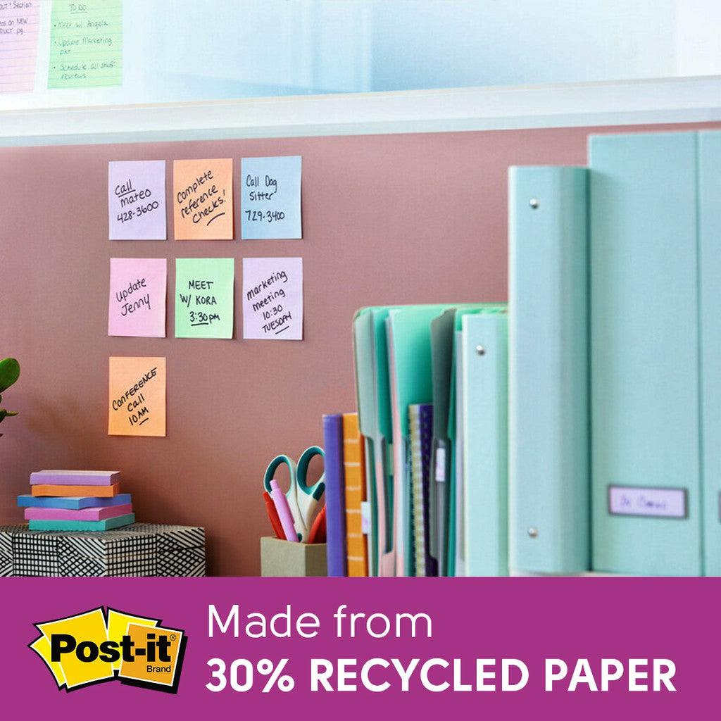 3M Super Sticky Recycled Notes Bali Collection | 3" x 3" | 654-5SSNRP