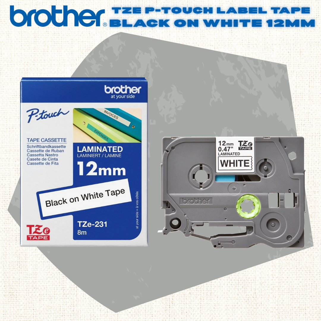 [SG] Brother TZE P-touch Label Tape – Black on White [Evergreen Stationery]