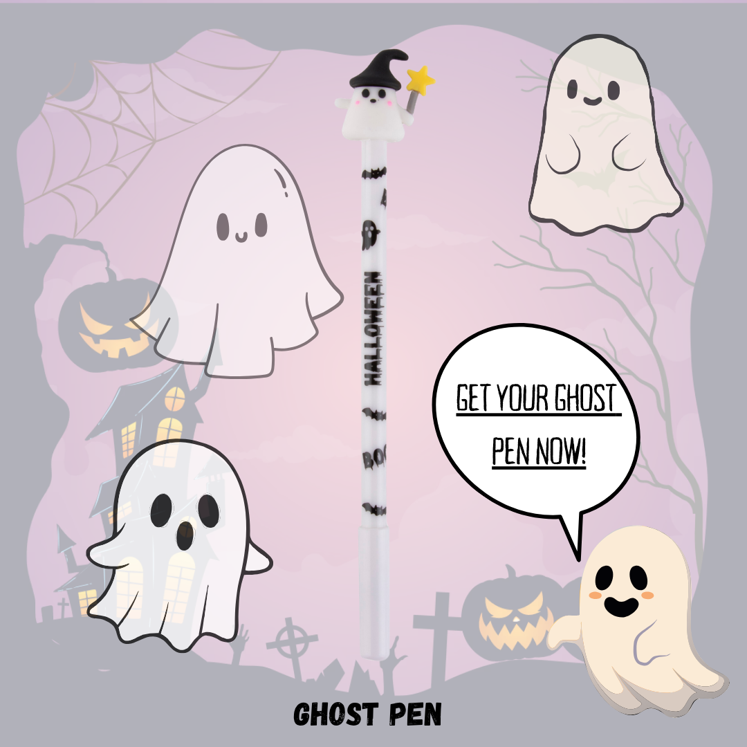 APLI Halloween Themed Blue Gel Ink Pen | Ghost, Skeleton & Pumpkin