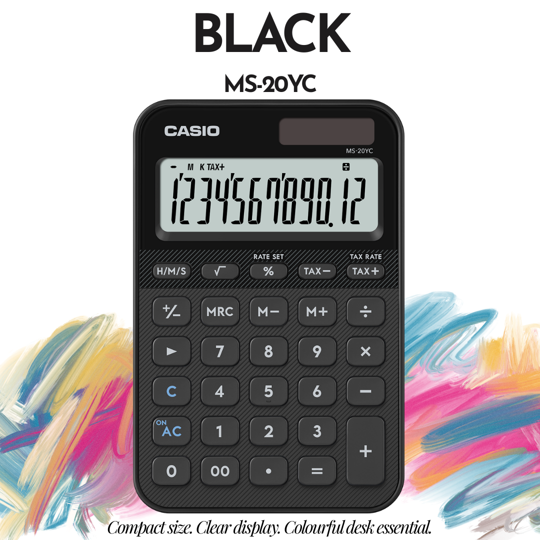 [SG] CASIO MS-20YC 12-Digit Mini Desk Calculator NEW Color Series [Evergreen Stationery]