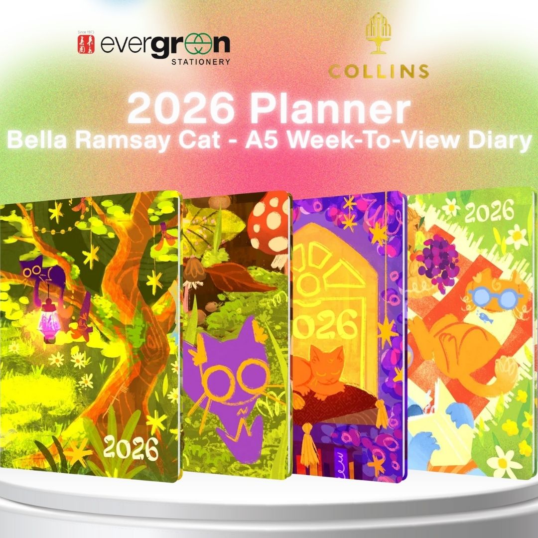 [SG] COLLINS 2026 Bella Ramsay Cat A5 Week-To-View Planner [Evergreen Stationery]