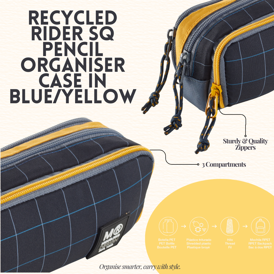 [SG] APLI Recycled Rider SQ 3-Compartment Pencil Organiser Case [Evergreen Stationery]