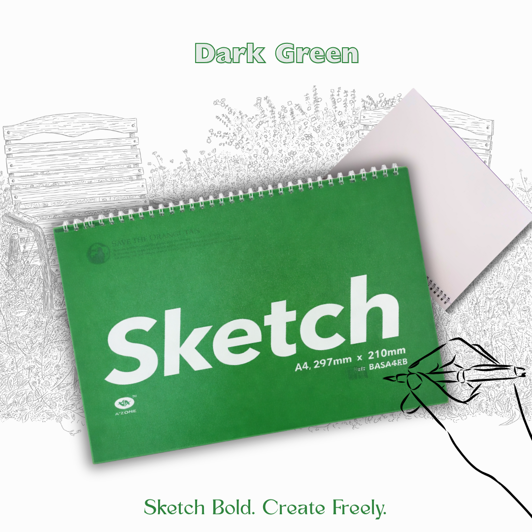 [SG] Azone A4 Spiral Sketch Book [Evergreen Stationery]