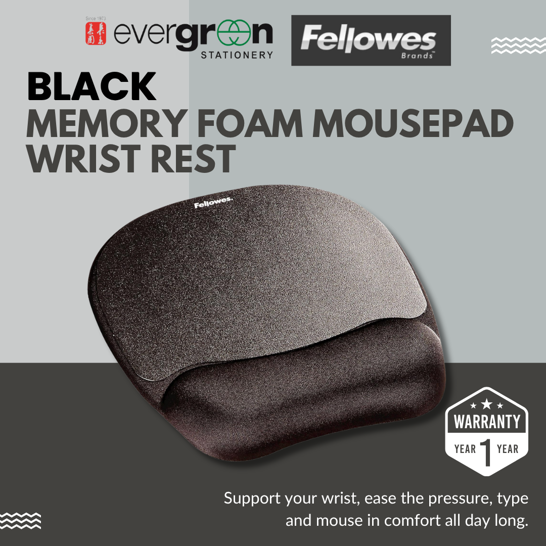 Fellowes Memory Foam Mouse Pad & Wrist Rest | Non-Skid | Optical-Friendly | Pressure Relief | Black
