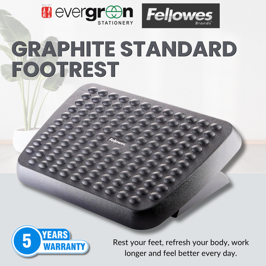 Fellowes Standard Footrest | Dual Height Adjustment | Massage Surface | Reduces Fatigue | 5 Year Warranty | Black