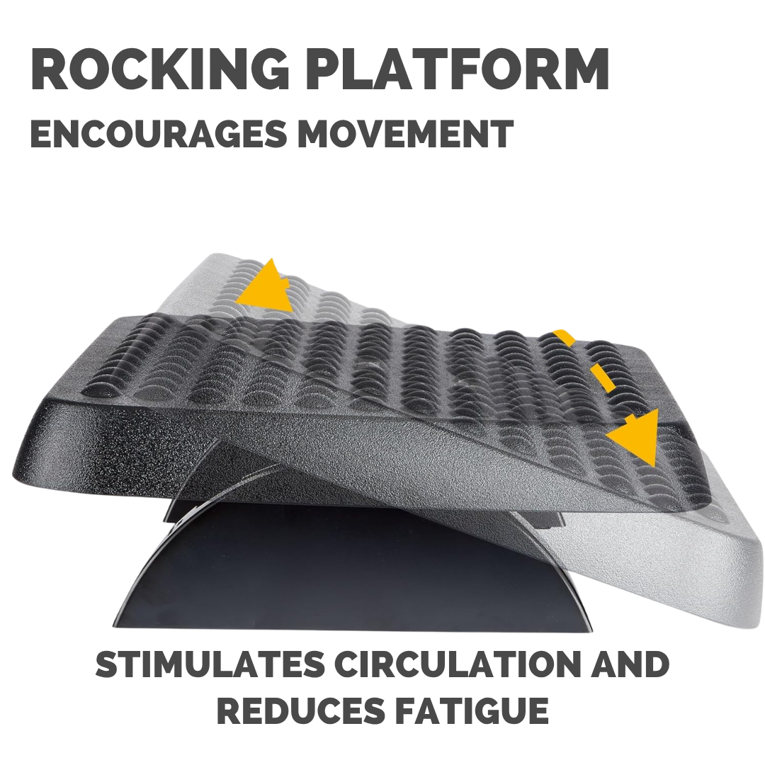 Fellowes Standard Footrest | Dual Height Adjustment | Massage Surface | Reduces Fatigue | 5 Year Warranty | Black