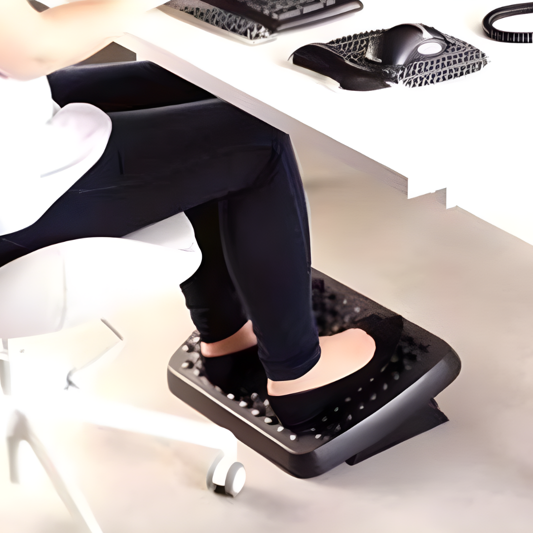 Fellowes Standard Footrest | Dual Height Adjustment | Massage Surface | Reduces Fatigue | 5 Year Warranty | Black