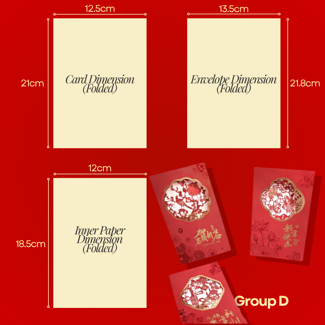[SG] CNY Greeting Card Gold Stamping Tri-Fold Die-Cut Paper Cutting [Evergreen Stationery]