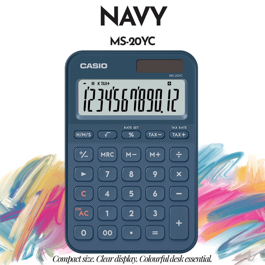 [SG] CASIO MS-20YC 12-Digit Mini Desk Calculator NEW Color Series [Evergreen Stationery]