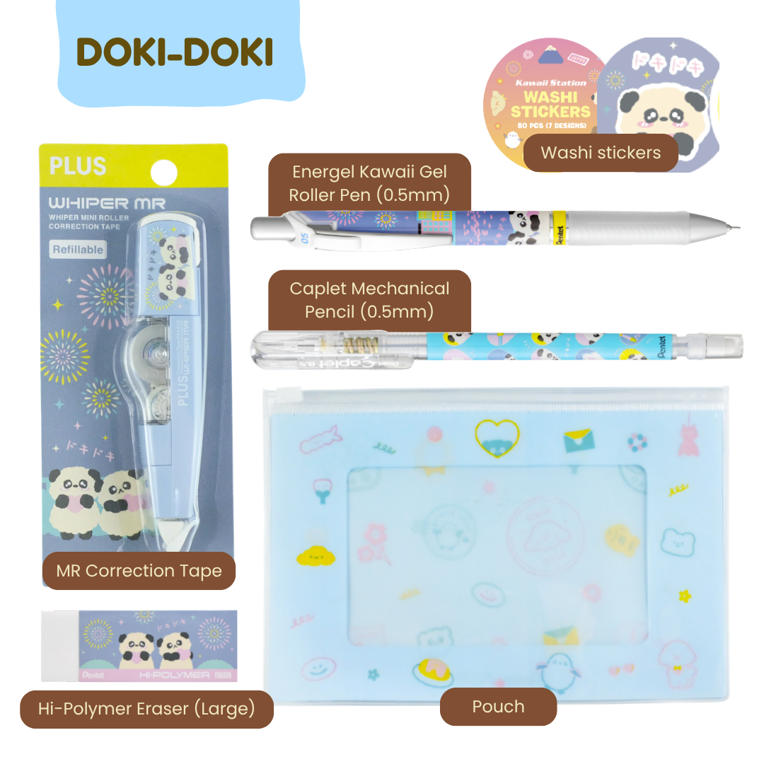 [LIMITED EDITION] Plus MR Correction Tape + Pentel Kawaii9 (FOC Washi Sticker) DOKI-DOKI
