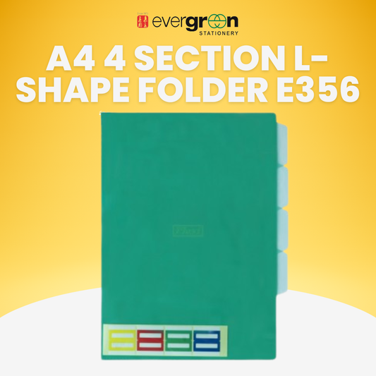 [SG] A4 4 Section L-Shape Folder E356 Green [Evergreen Stationery]