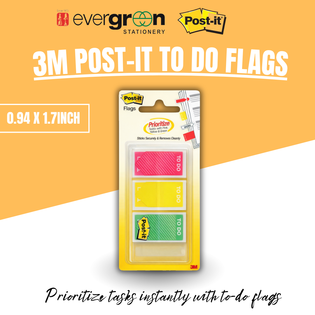 [SG] 3M Post-it 682 To-Do Flags 0.94 x 1.7in Assorted Colours [Evergreen Stationery]