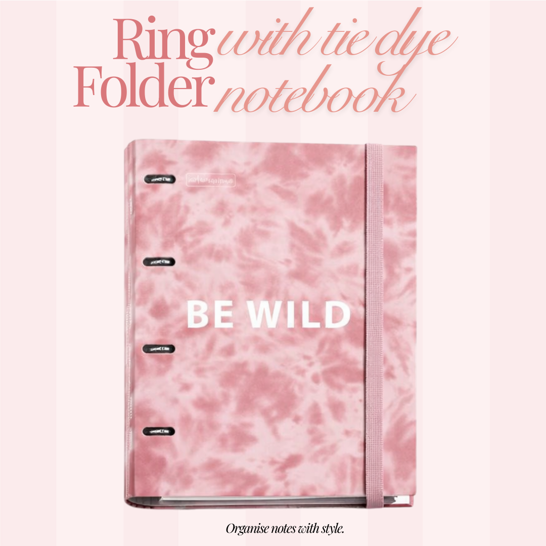 [SG] APLI Cardboard Ring Folder with Notebook Tie Dye Pink [Evergreen Stationery]