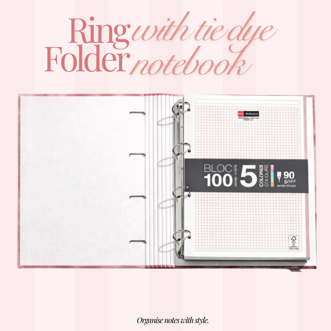 [SG] APLI Cardboard Ring Folder with Notebook Tie Dye Pink [Evergreen Stationery]