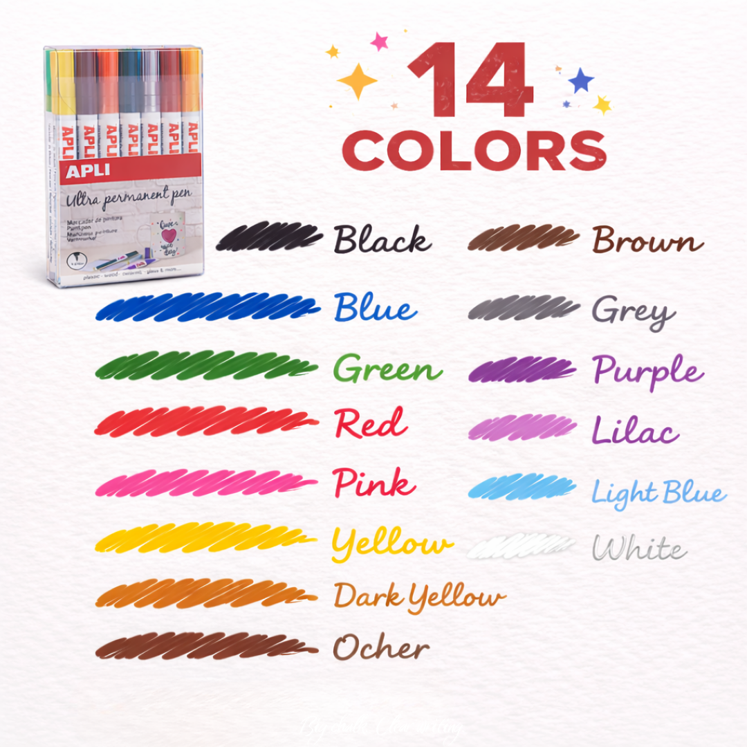 [SG] APLI 17695 Ex-Fine Paint Pens 14pcs – Multi-Surface Art & DIY [Evergreen Stationery]