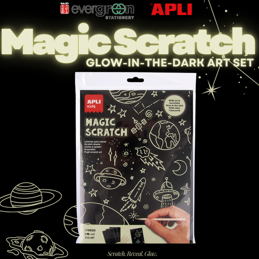 [SG] APLI Magic Scratch Glow-in-the-Dark Art Set [Evergreen Stationery]