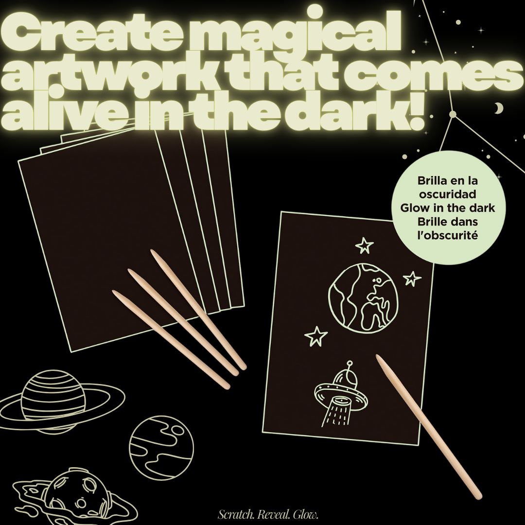 [SG] APLI Magic Scratch Glow-in-the-Dark Art Set [Evergreen Stationery]