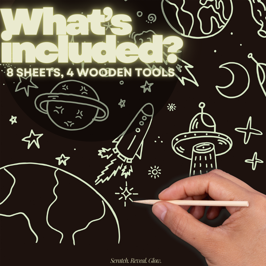 [SG] APLI Magic Scratch Glow-in-the-Dark Art Set [Evergreen Stationery]