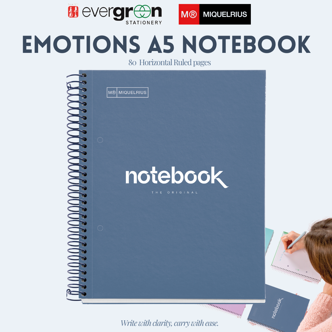 [SG] APLI Emotions A5 Notebook 80 Pages Horizontal – Navy Blue [Evergreen Stationery]