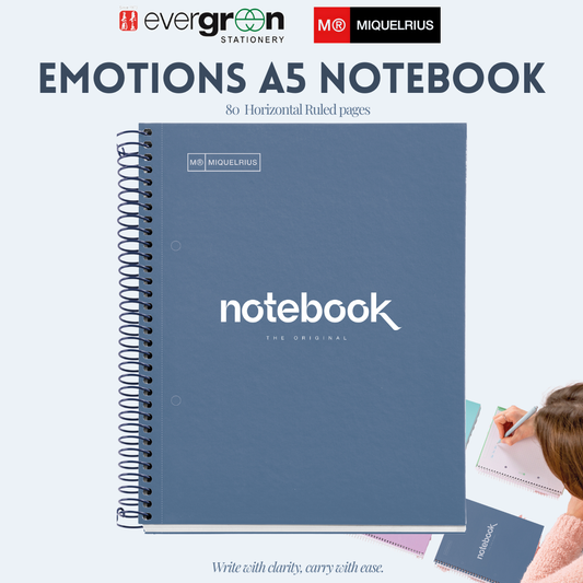 [SG] APLI Emotions A5 Notebook 80 Pages Horizontal – Navy Blue [Evergreen Stationery]
