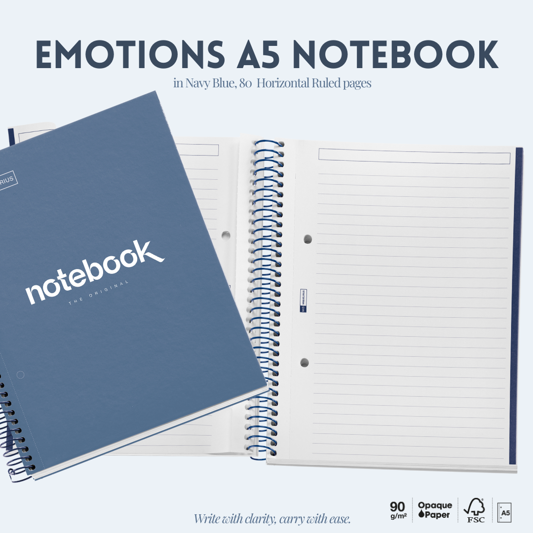 [SG] APLI Emotions A5 Notebook 80 Pages Horizontal – Navy Blue [Evergreen Stationery]
