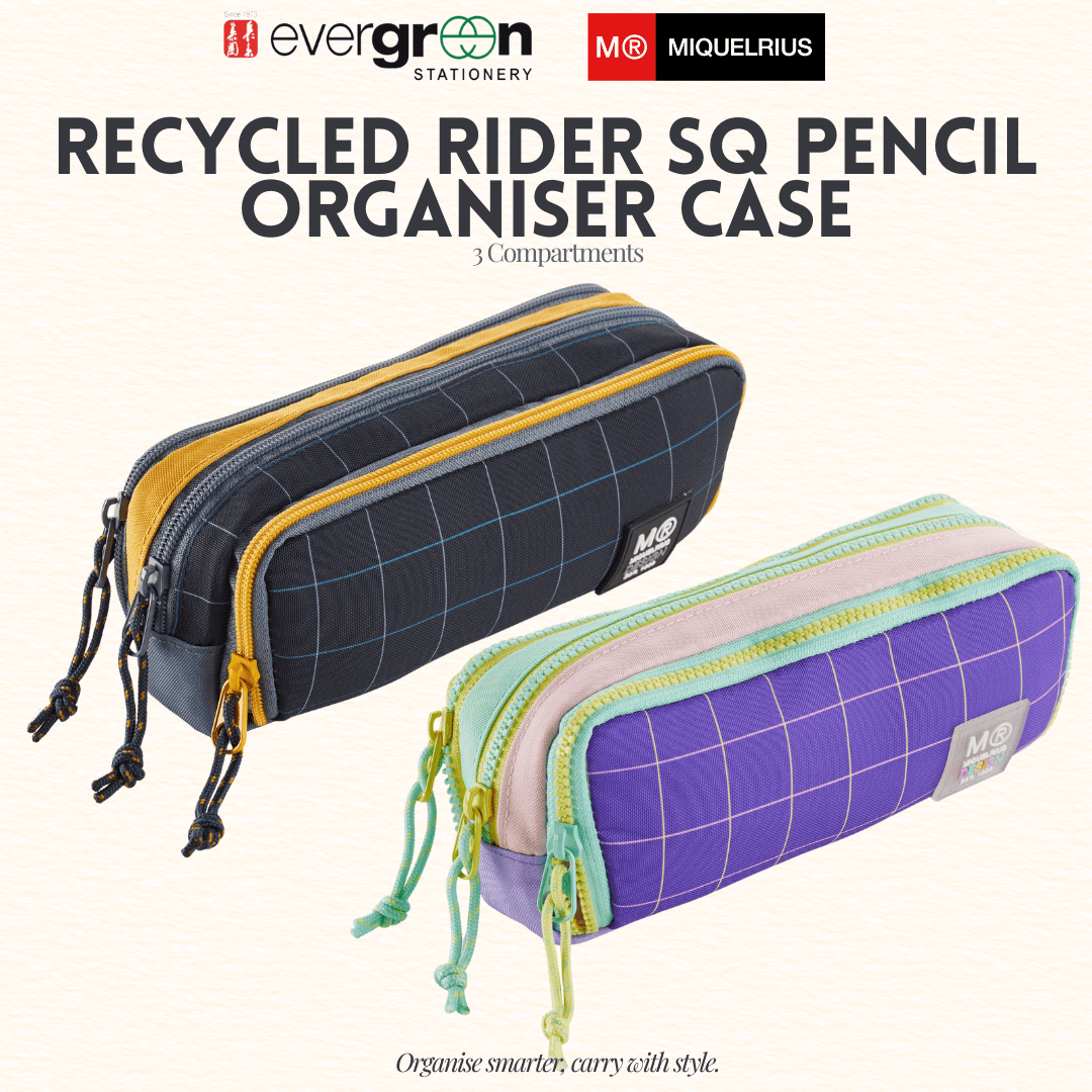 [SG] APLI Recycled Rider SQ 3-Compartment Pencil Organiser Case [Evergreen Stationery]