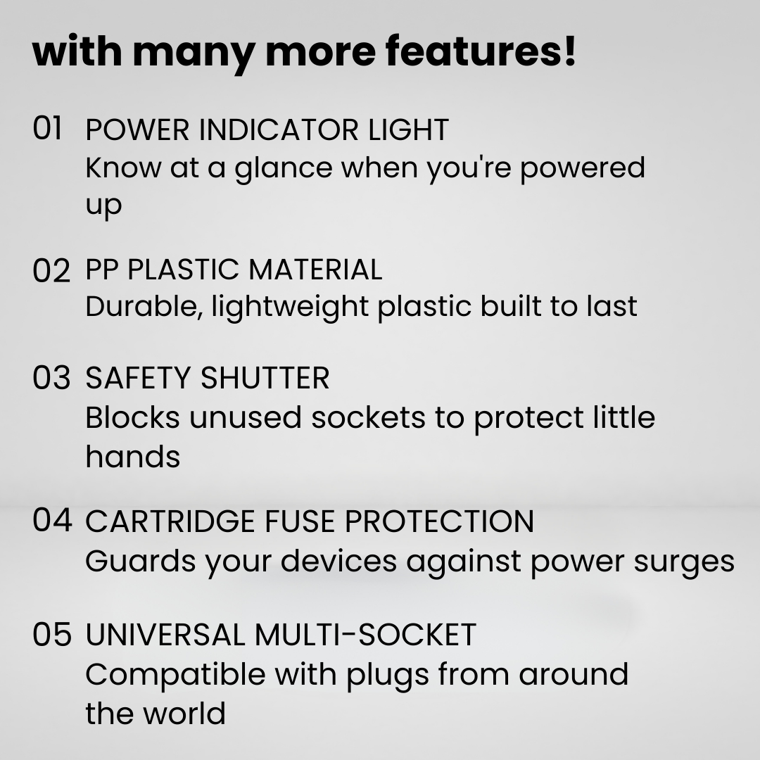 SOUNDTEOH TA-23 Universal Travel Adaptor | Flame Retardant | Safety Shutter | Fuse Protection | 1 Year Warranty