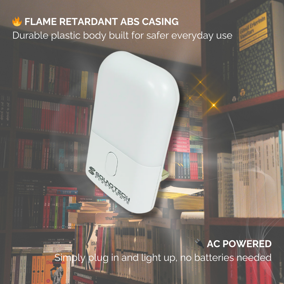 SOUNDTEOH NL-204 LED Night Light (2pcs) | Adjustable Brightness | 3 CCT Modes | Energy Saving | Flame Retardant ABS