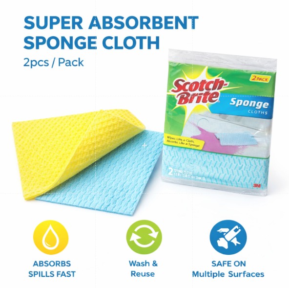Sponge Cloth 9055 2pcs/Pack | Super Absorbent, Reusable Cleaning Cloth