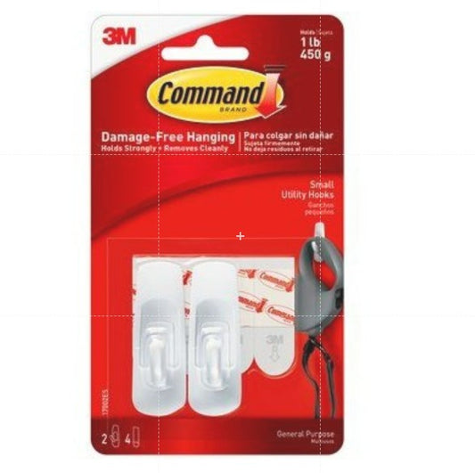 Command™ Small Utility Hooks 17002, 2 Hooks 4 Strips/Pack