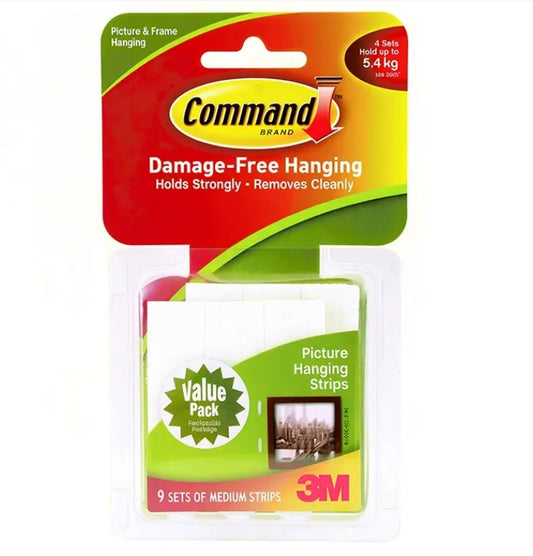 [SG] Command™ Medium Picture Hanging Strips 17204-9, 9 Pairs/Pack [Evergreen Stationary]