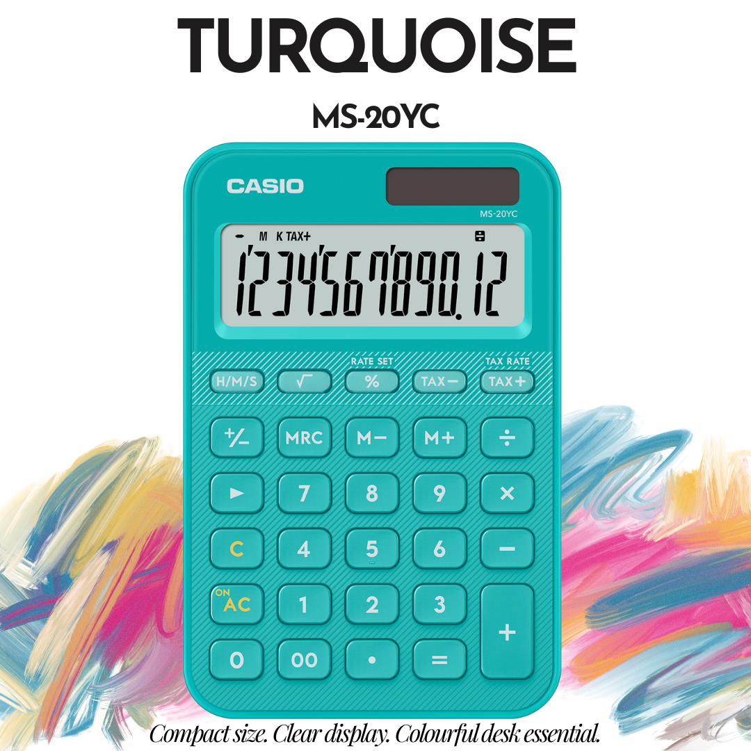 [SG] CASIO MS-20YC 12-Digit Mini Desk Calculator NEW Color Series [Evergreen Stationery]